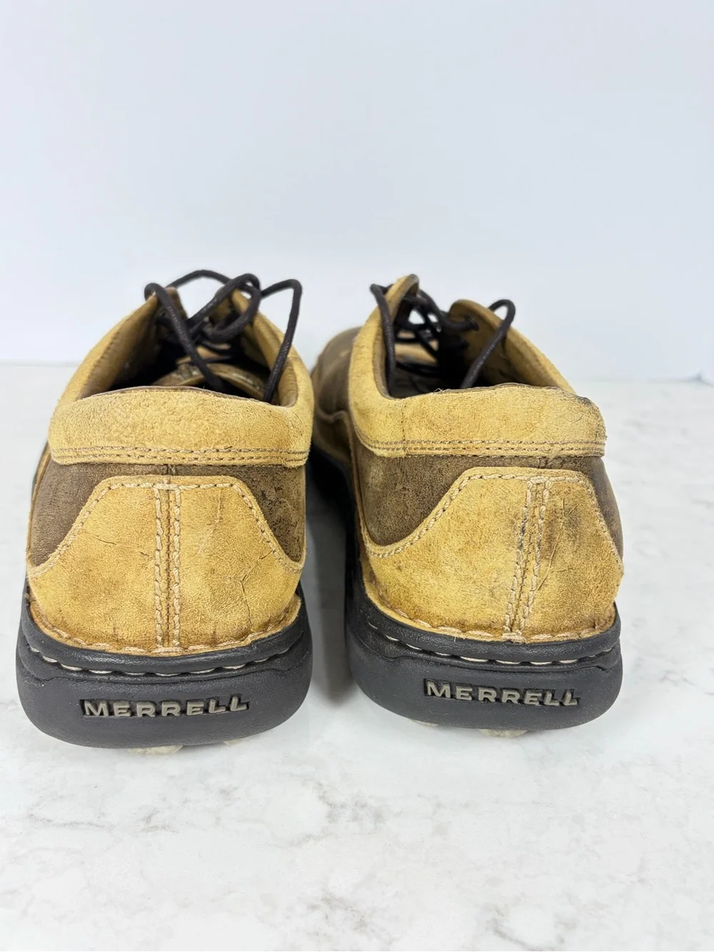 Merrell Men's Two-Tone Brown & Tan Suede Casual Lace-Up Shoes